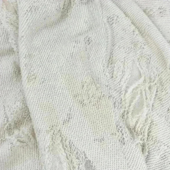 IRO Jeans Sudami Distressed Pullover Crew Neck Cropped Sweater Cream Beige Small - Picture 15 of 15